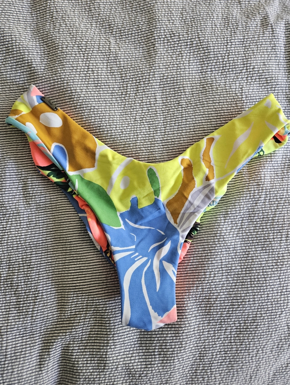 Maaji Neon Coral and Lime Tropical Bikini Bottoms